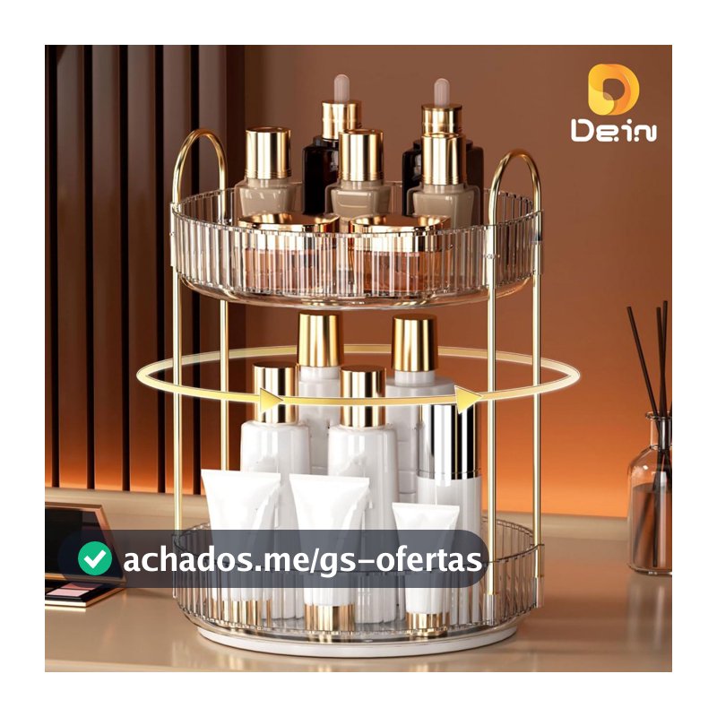 Organizador de Maquiagem Giratório – Suporte Multiuso 2/3 Andares p/ Cosméticos e Perfumes