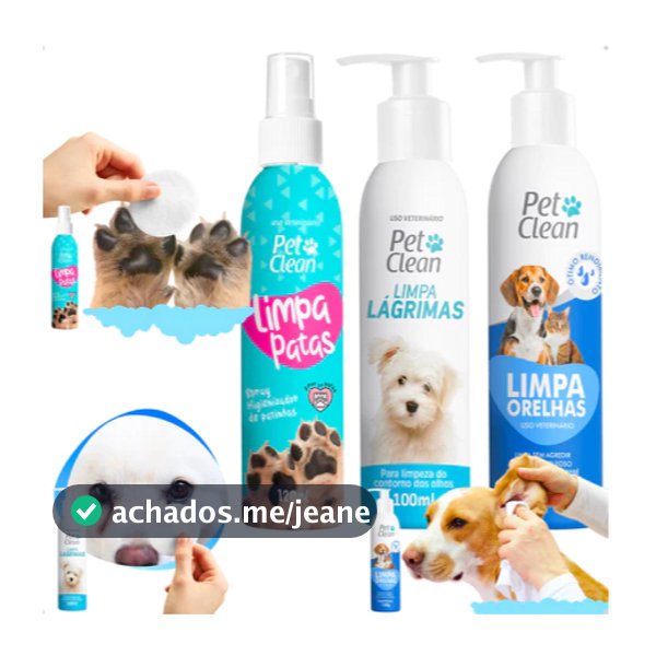 Kit Pet Clean Limpador de Patas Patinhas + Orelhas Ouvidos + Lágrimas Pet Clean para Cachorro e Gato