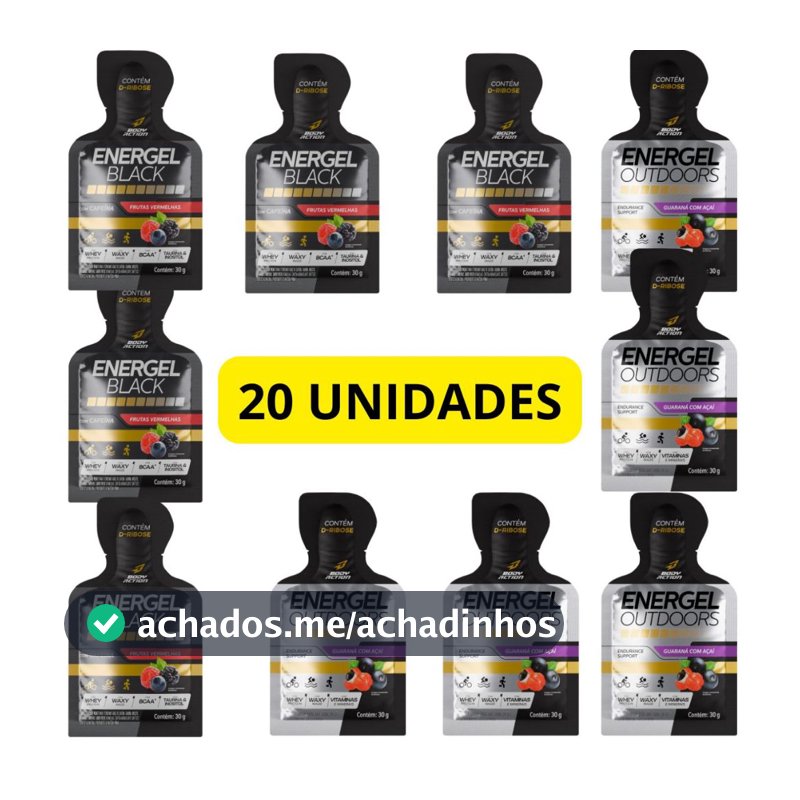 Energel Gel de Carboidrato Repositor BodyAction Pedal Corrida Com e Sem Cafeina