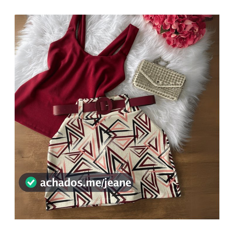 Conjunto Blusa Regata e Short Saia com Cinto Plus Size Conjuntinho Feminino
