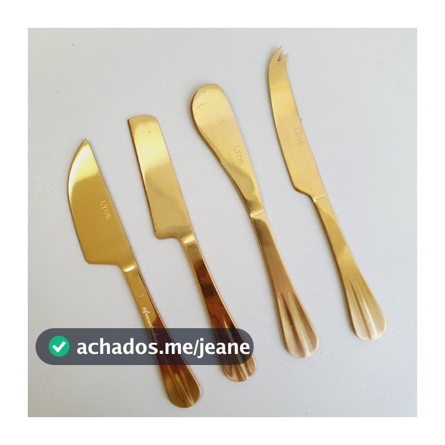 Conj. 4 Facas Aço Inox p/Queijo Positano Dourado - Lyor
