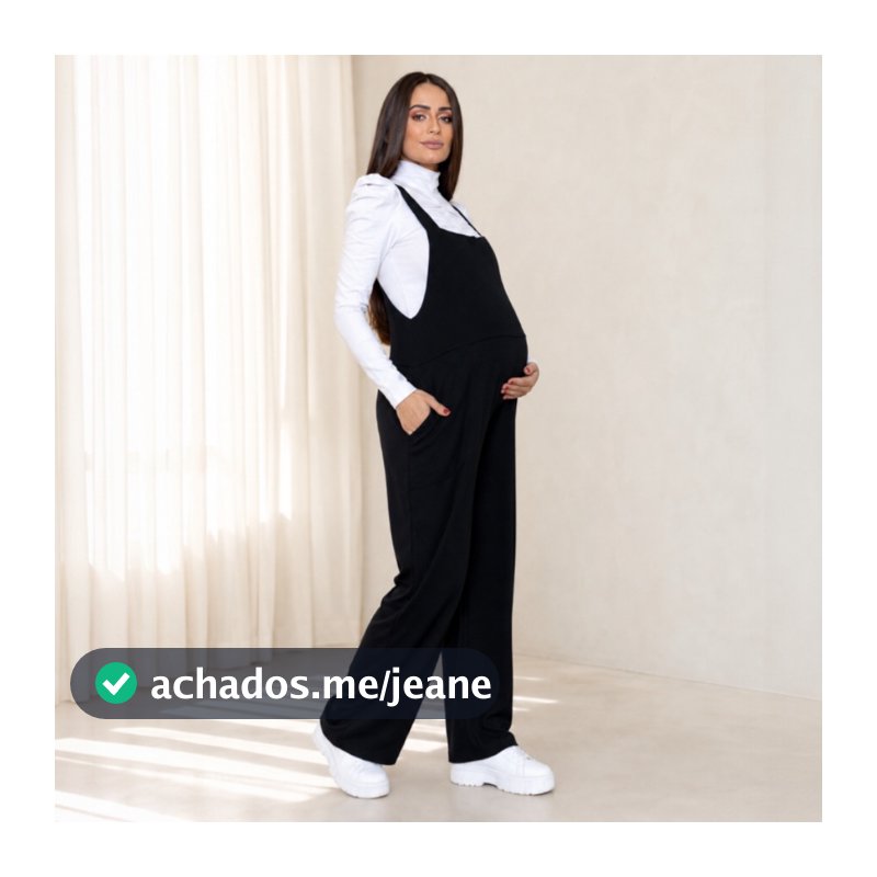 Macacão Jardineira Gestante Pantalona Confortável para Amamentação