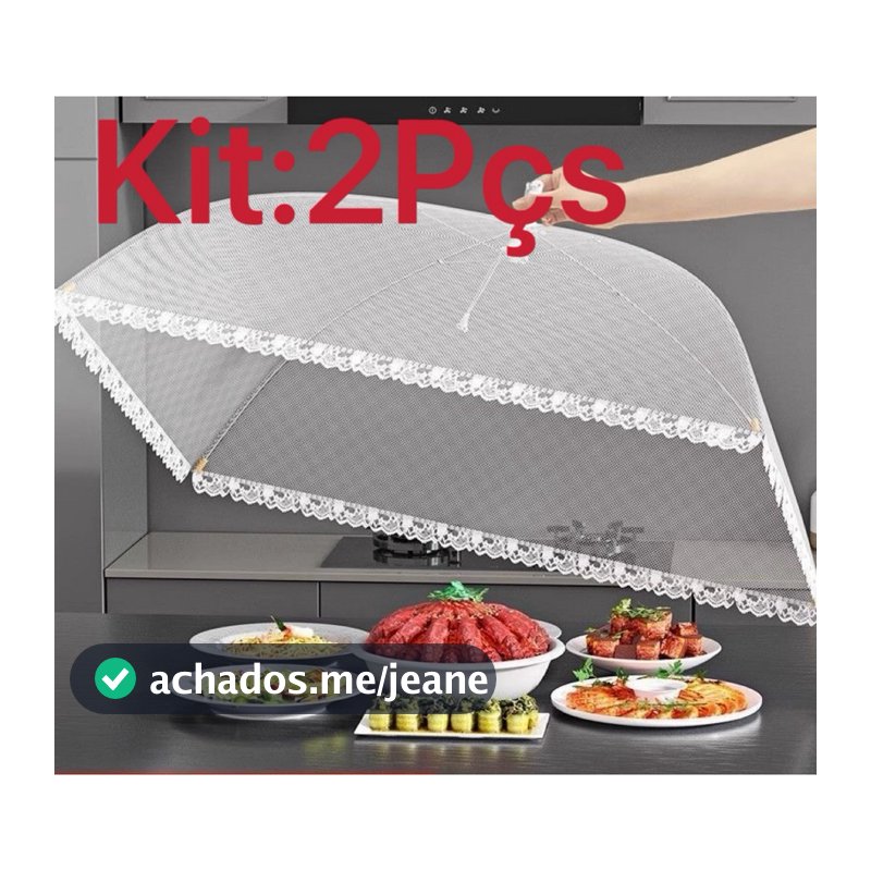 kit 2 peças Protetor Alimento Grande Tela Mosquiteiro Tule Higiene e Organização Cozinha