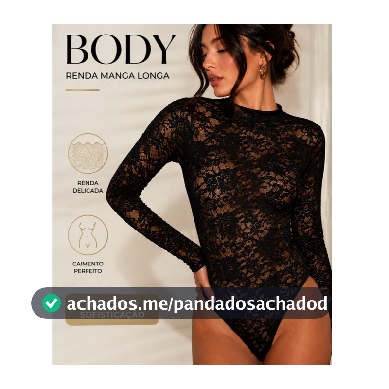 Body Feminino Sexy Renda Manga Longa Transparente Bori Elegante Sensual Bore Lingerie Bory