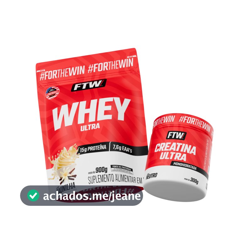 Kit Whey Ultra Protein Refil 900g + Creatina Ultra Pote 300g - FTW