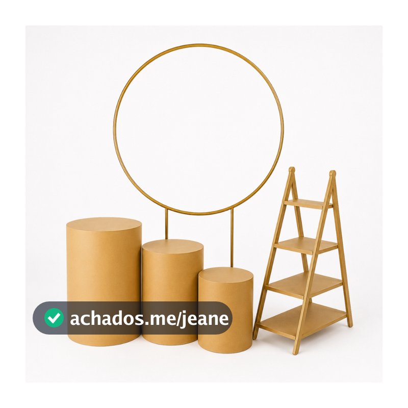 Kit Suporte  Arco Redondo Para Bexiga e Tecidos Escadinha E Cilindro Mdf Decoração