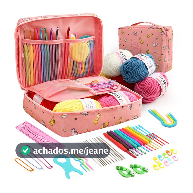 59Pcs/Set Wool Crochet Hooks Beginner Artesanato Artesanal Ganchos De Crochê Agulha Fios De Lã Saco De Armazenamento Acessórios De Costura DIY
