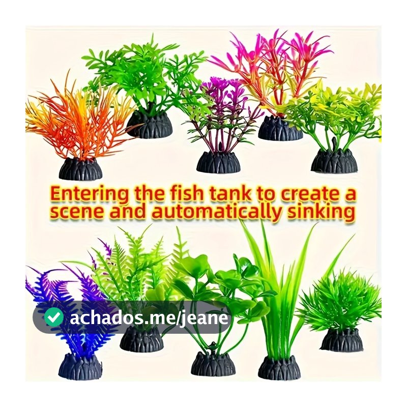 Kit Aquário: Submarino Decorativo +10 Plantas Artificiais | Casa p/ Peixes Beta e Decoração Completa samba