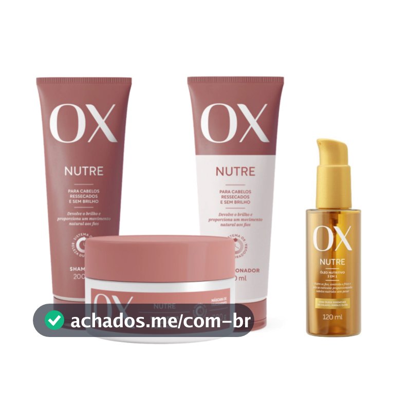 Kit Ox Nutre - Shampoo, Condicionador, Máscara e Óleo para Cabelo