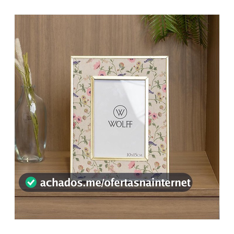 Porta Retrato Blossom Garden 10x15cm Metal Dourado Wolff para Foto Decoração Mesa Aparador Quarto Sala Presente Elegante