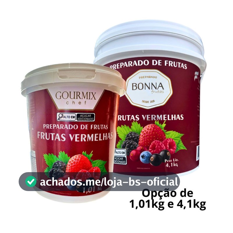 Polpa de Frutas Vermelhas Gourmix Chef  Bonna Frutas 1,01kg e 4,1kg Calda Cobertura Recheio e Drinks