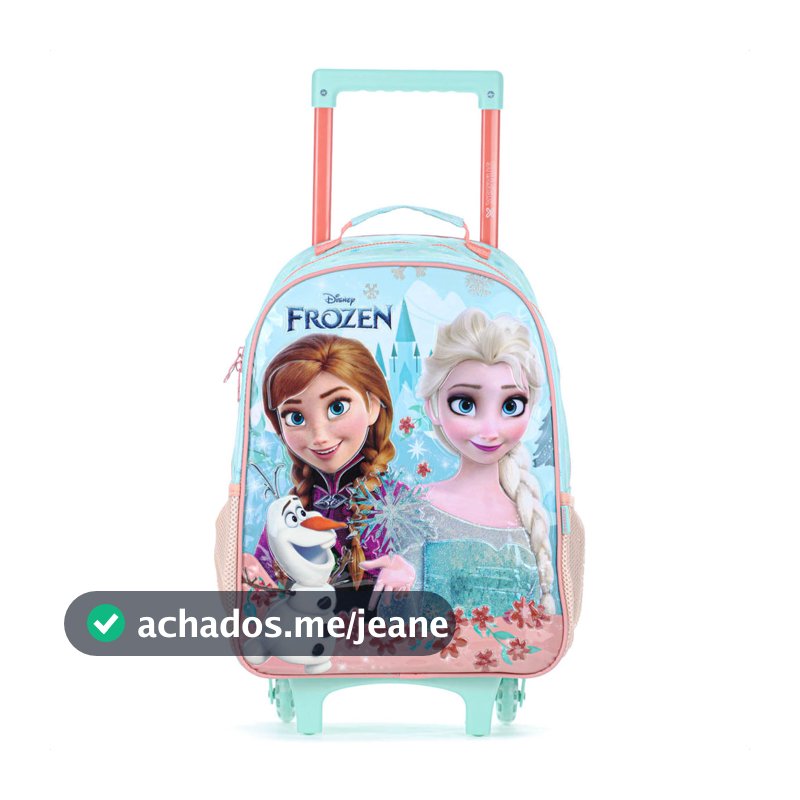 Mochila Com Rodas Escolar Xeryus 16 Disney Frozen 14740 Azul e Salmão - Infantil