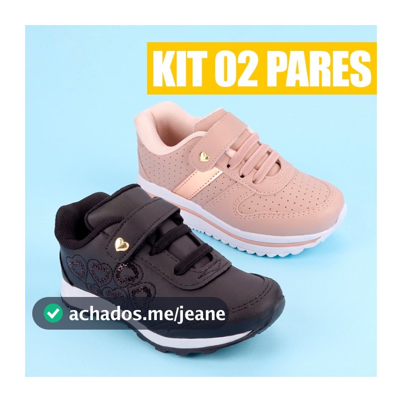Kit 2 Pares TenIs Menina Tenis Criança Tênis Feminino Infantil