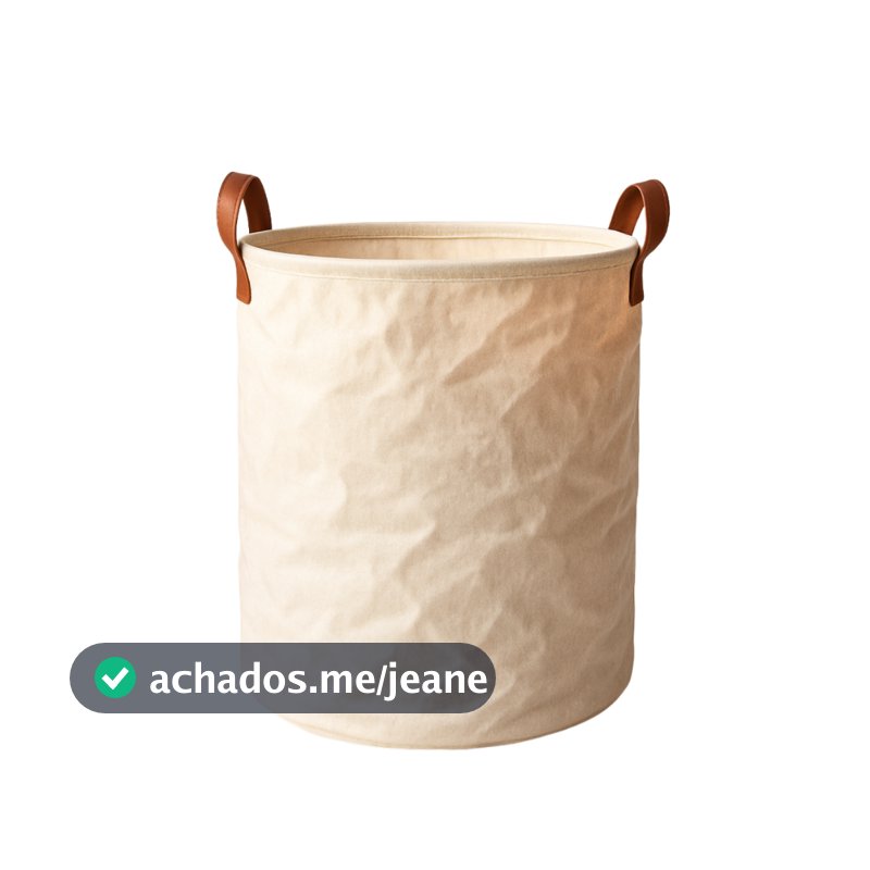 Cesto Organizador Tecido Tipo Linho Dobrável Redondo Brinquedos Roupa Suja Ideal para Quarto Banheiro Lavanderia