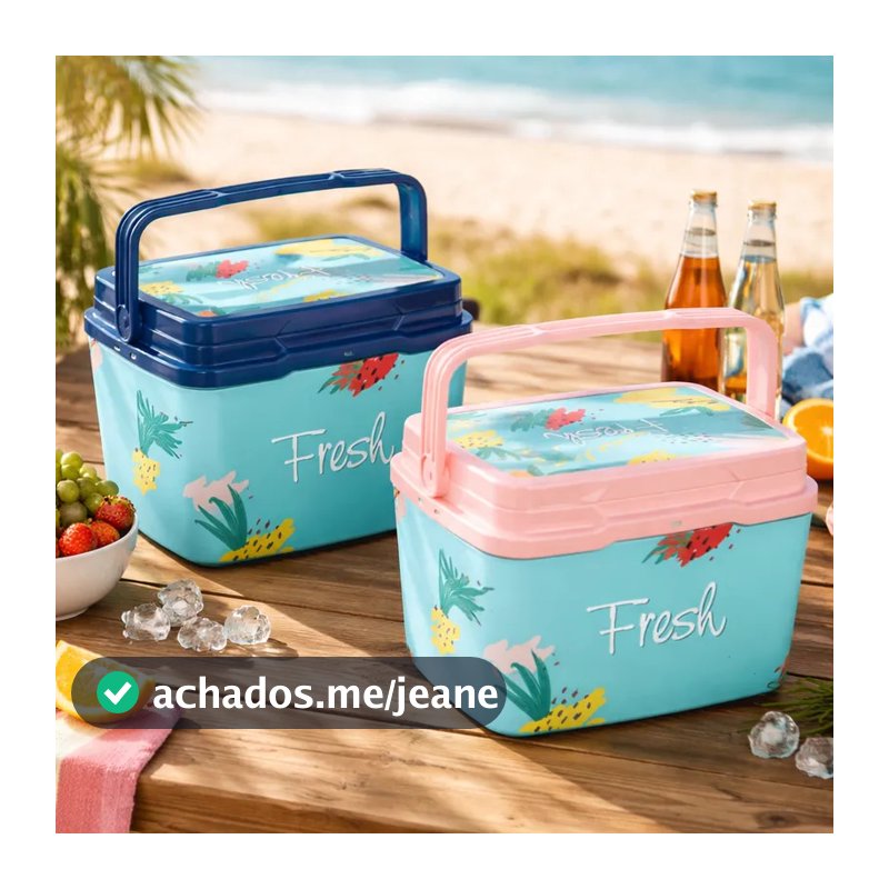 Caixa Térmica Cooler 7 Litros p/ 10 Latas Pequeno Portátil C/ Alça