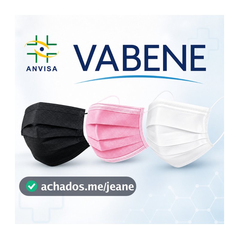 Kit Máscara Cirúrgica Descartável Vabene Tripla com Filtro Branca Preta Rosa Uso Profissional