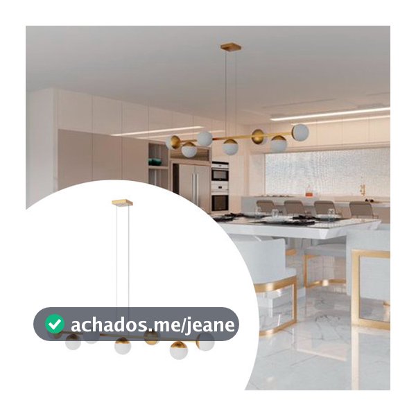lustre para sala luminaria Teto Jabuticaba 5 metros alumínio com 7 Globos vidros branco fosco