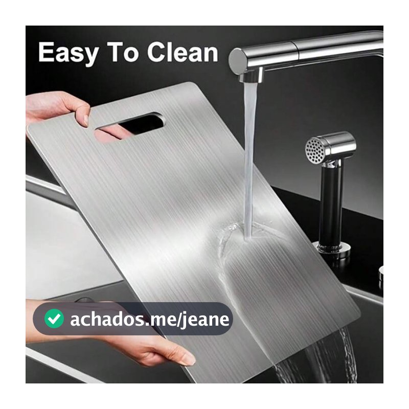 Tábua de Corte 46cm x 30cm Grande Aço Inoxidável 304 - Antibacteriana e Antimofo para Cozinha
