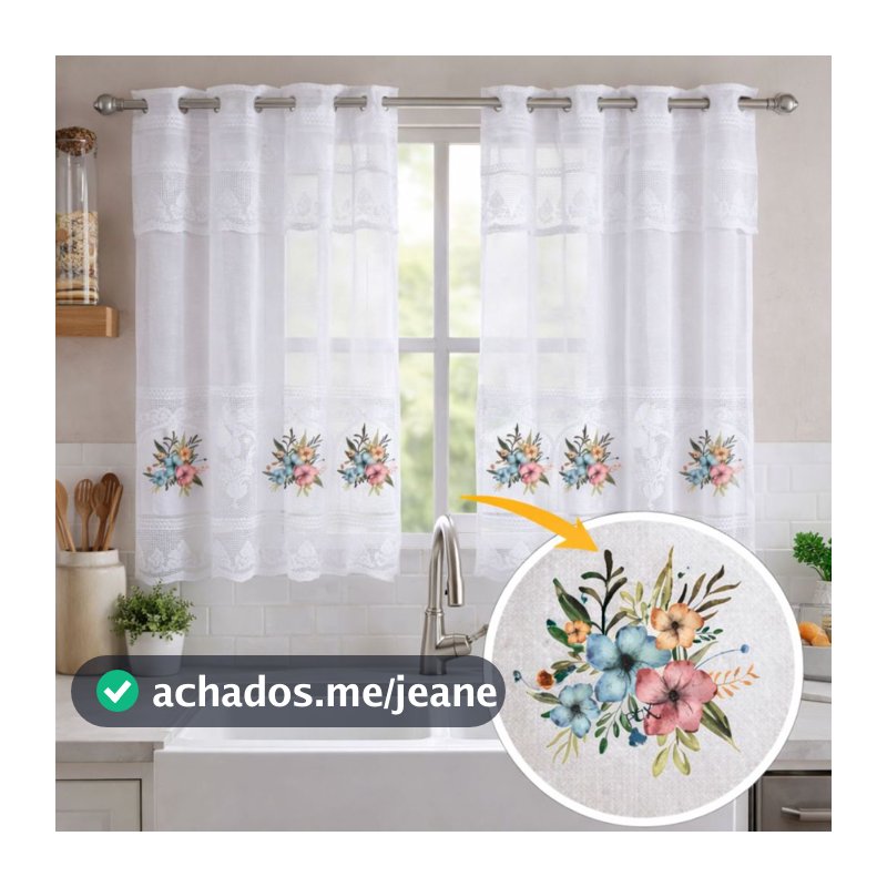 Nova Cortina Moderna de alta Qualidade de renda Estampada 2,50m x 1,20m 100% Poliester