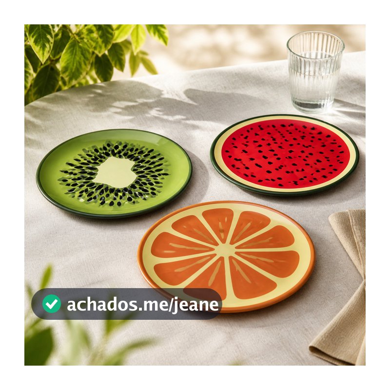 Prato Raso De Melamina Frutas Colorido 25cm Hauskraft