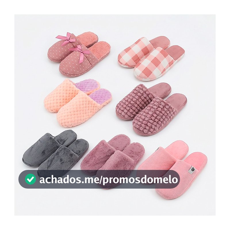Pantufa Feminina Adulto Estampada Chinelo Forrada Pelúcia Antiderrapante Quentinha Confortável