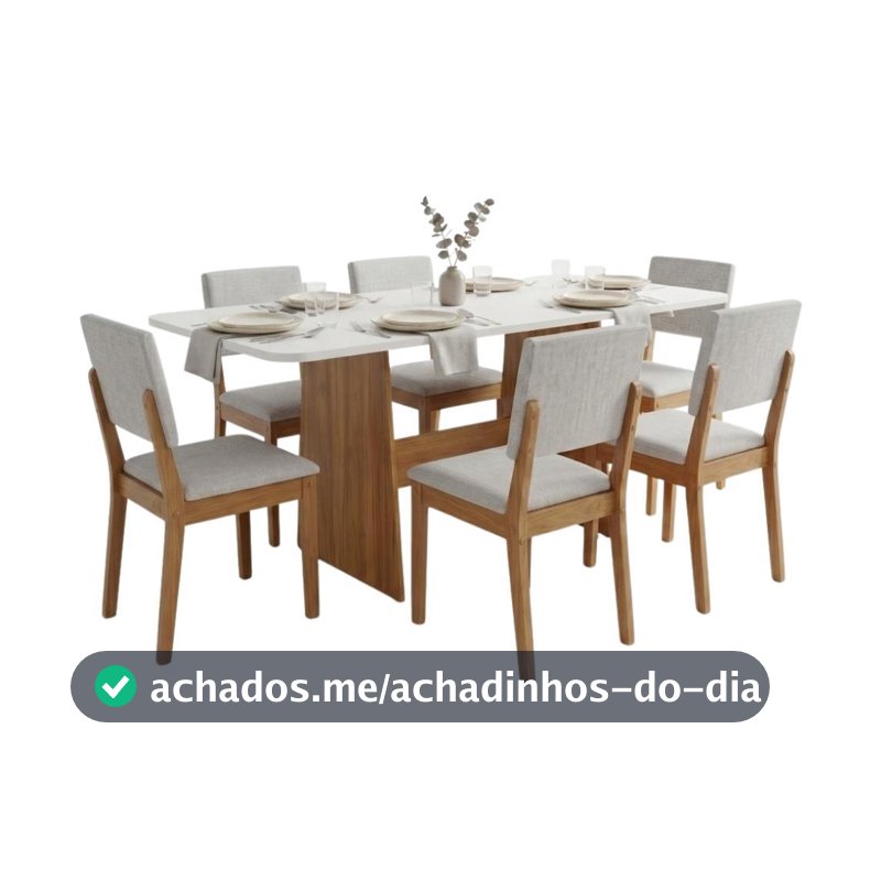 Conjunto Sala de Jantar Mesa 1,60m Maira 6 Cadeiras Linda