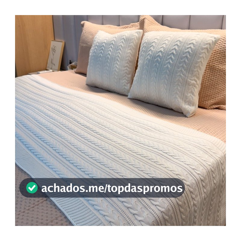 Kit Decoração Peseira Trançada + 2 Capas Almofadas 45x45 Tricot Quarto Cama Casal Queen King Cores