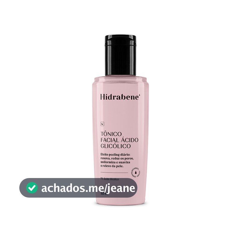 Tônico Facial Ácido Glicólico 7% Hidrabene 150ml Peeling Diário Poros Luminosidade Vegano
