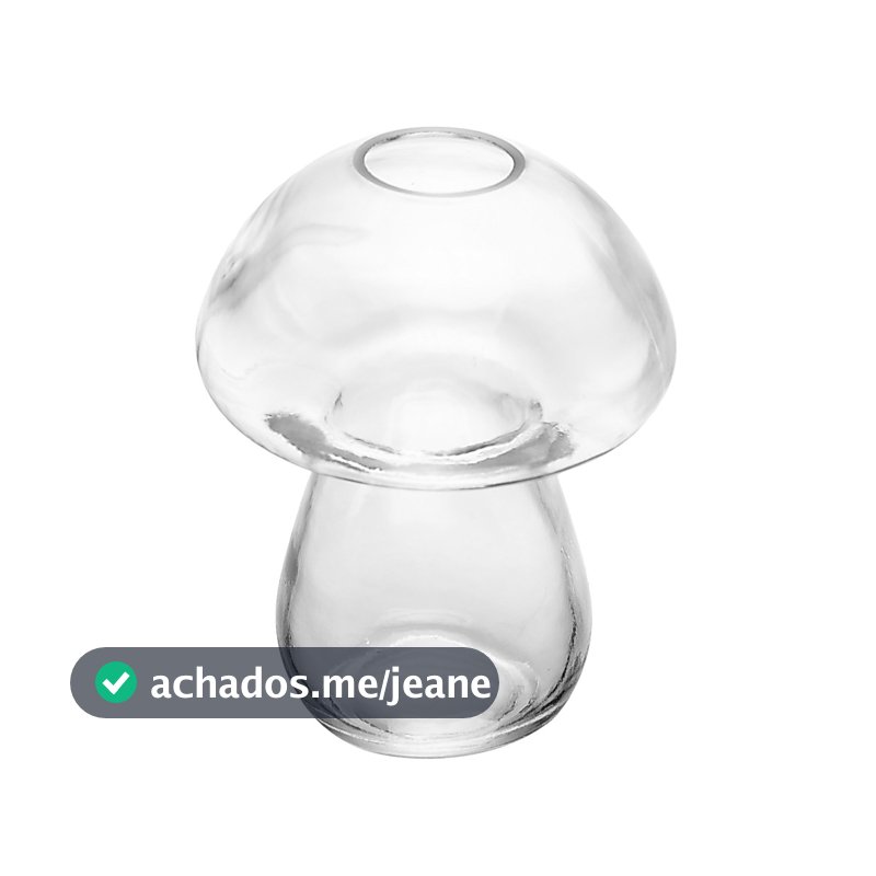 Vaso de Vidro Cogumelo Transparente 14cm Lyor para Flores Plantas Decoração Sala Casa Quarto Escritório Presente Chiques