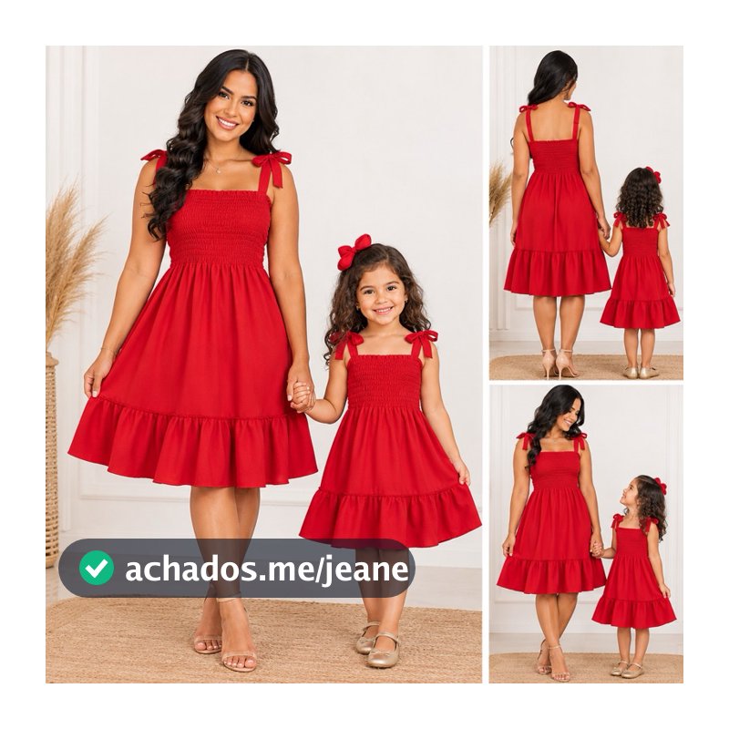 Vestido mãe e filha adulto e infantil com elastex
