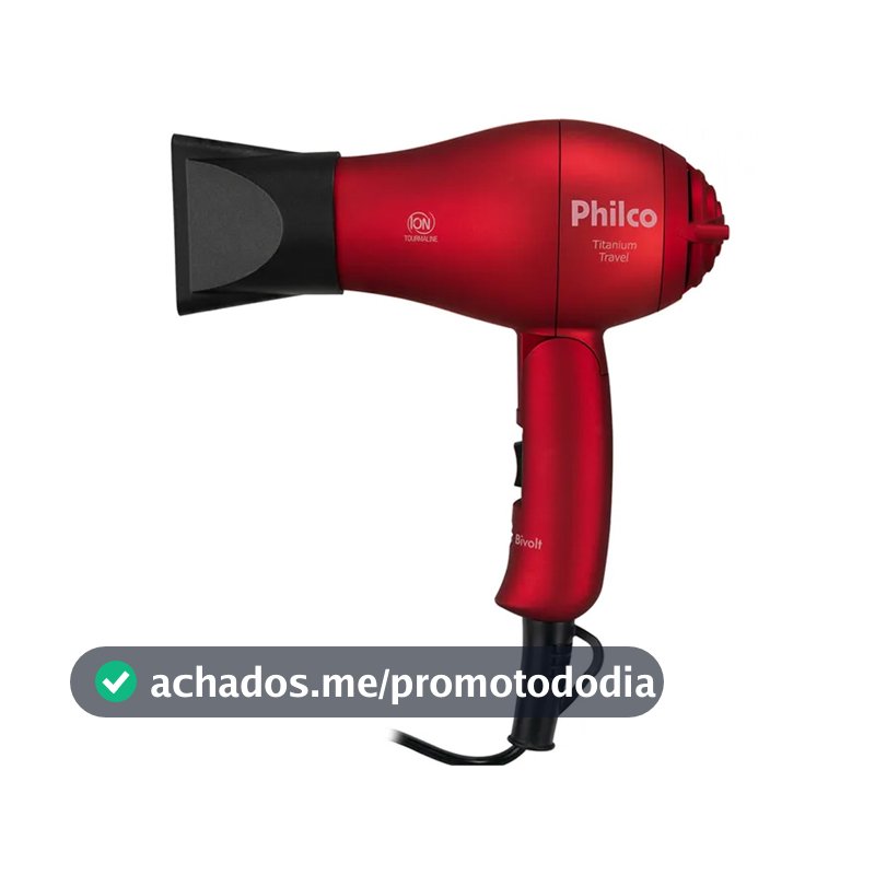 Secador de Cabelos Portátil Philco Titanium Travel Dobrável 750W Bivolt