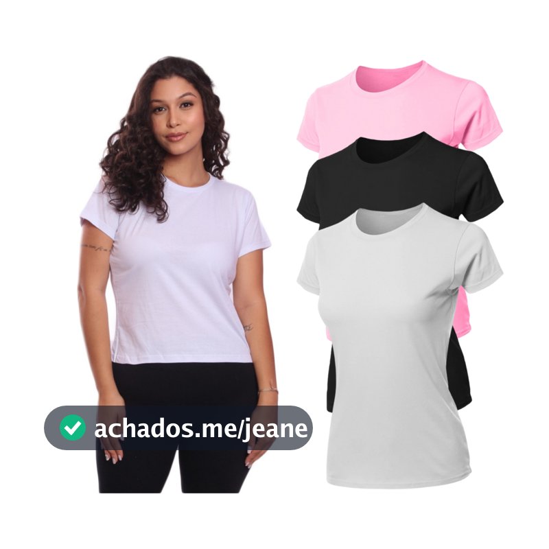 Kit 4 Camisetas Baby Look Feminina New Basics Slim Fit Gola Redonda 100% Algodão