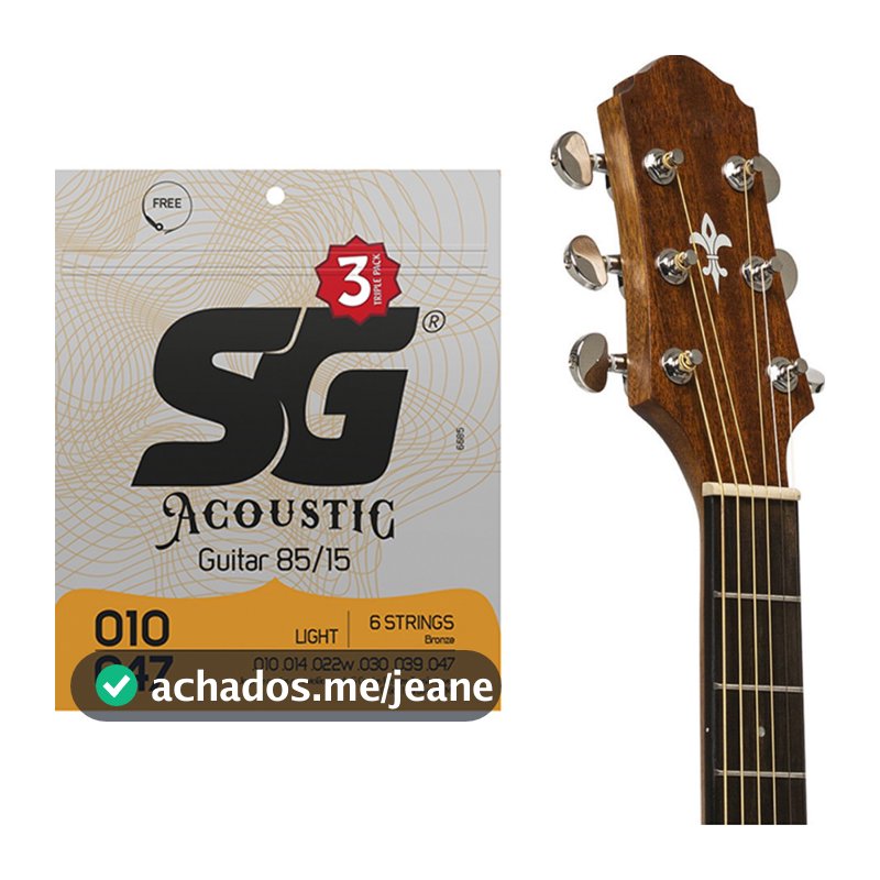 Kit 3 Encordoamento SG Violão Aço Triple Pack 010 Bronze 85/15 - Light