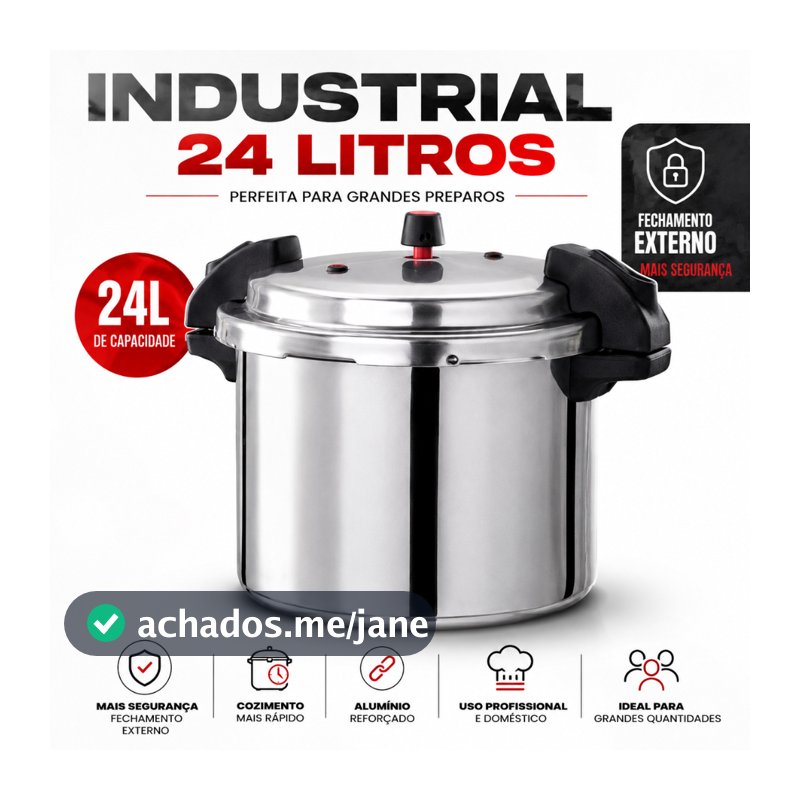 Panela De Pressão 24L Industrial Fechamento Externo Alça Antitérmica Grande Feijão Carnes Sopas