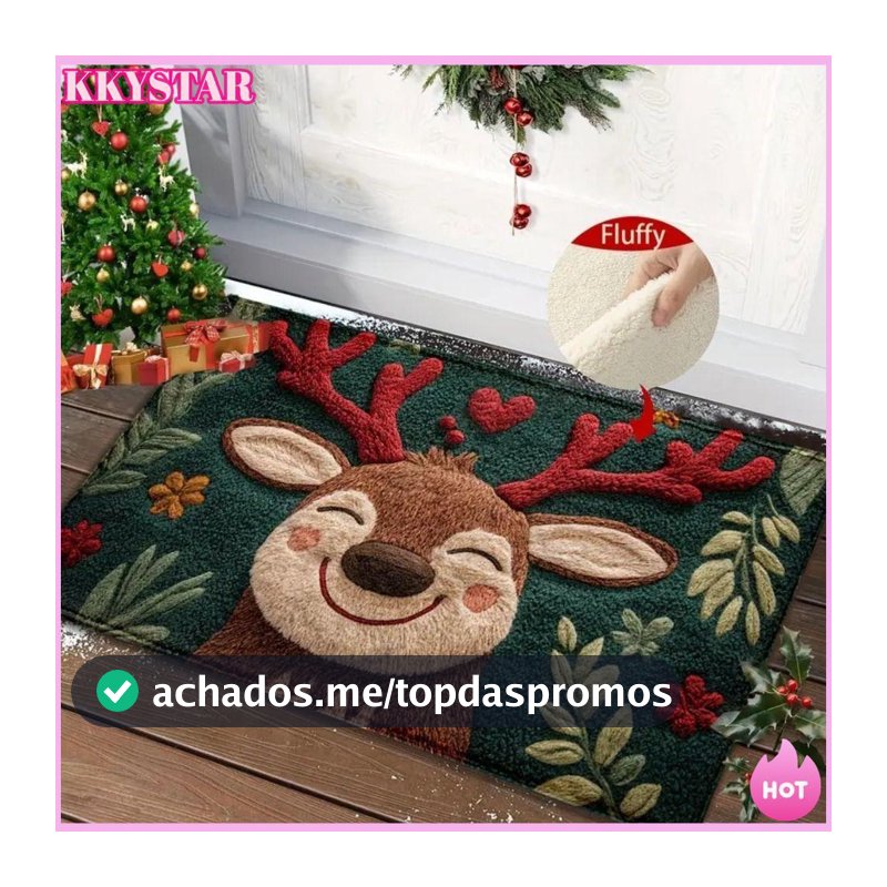 Tapete Porta Boucle Natalino 60x40 Decorativo Enfeite Natal