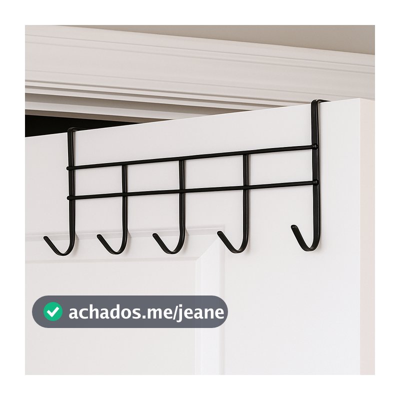 Suporte Cabide de Porta Com 6 Ganchos Organizador Multiuso Para Quarto Banheiro Cozinha
