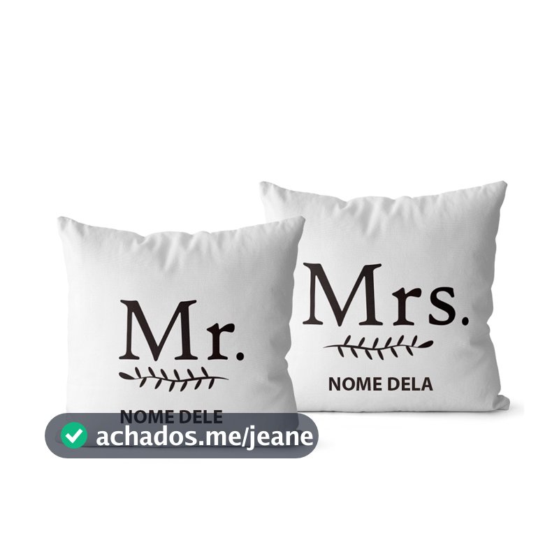 Kit 2 Capas De Almofadas Personalizadas Casal Mr e Mrs - Nomes do Casal