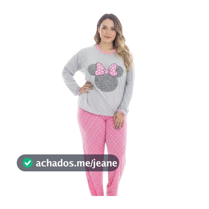 Pijama Feminino Plus Size de Inverno Pijama de Frio em Malha