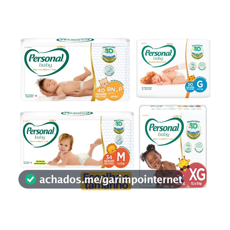 Fralda Descartável Personal Baby Premium Protection |  RN - P |    M  |  G  |  XG