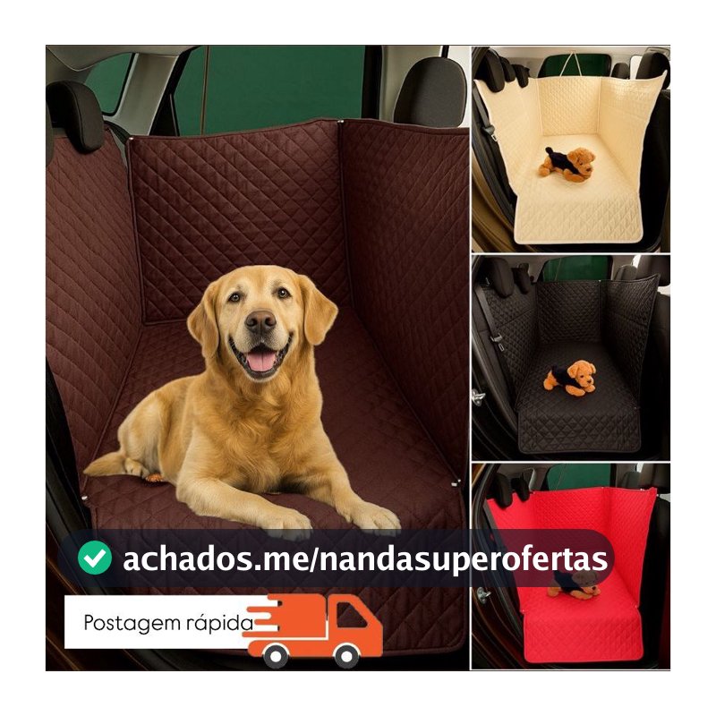 Capa Protetora Para Pets Cachorro Gato Banco De Carro Traseiro Cobre Todo o Banco Com zíper