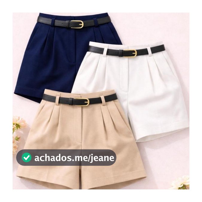 Kit 3 Shorts Alfaiataria Feminino Cintura Alta Com Cinto Elegante