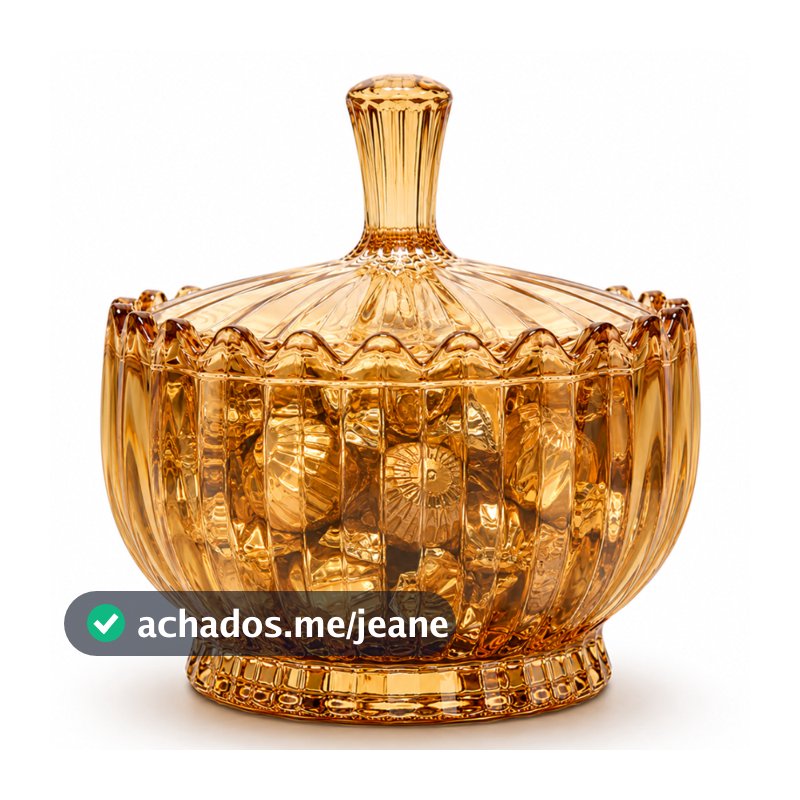 Bomboniere De Vidro Lotus 1 Litro Baleiro Grande Dourado E Transparente Com Tampa
