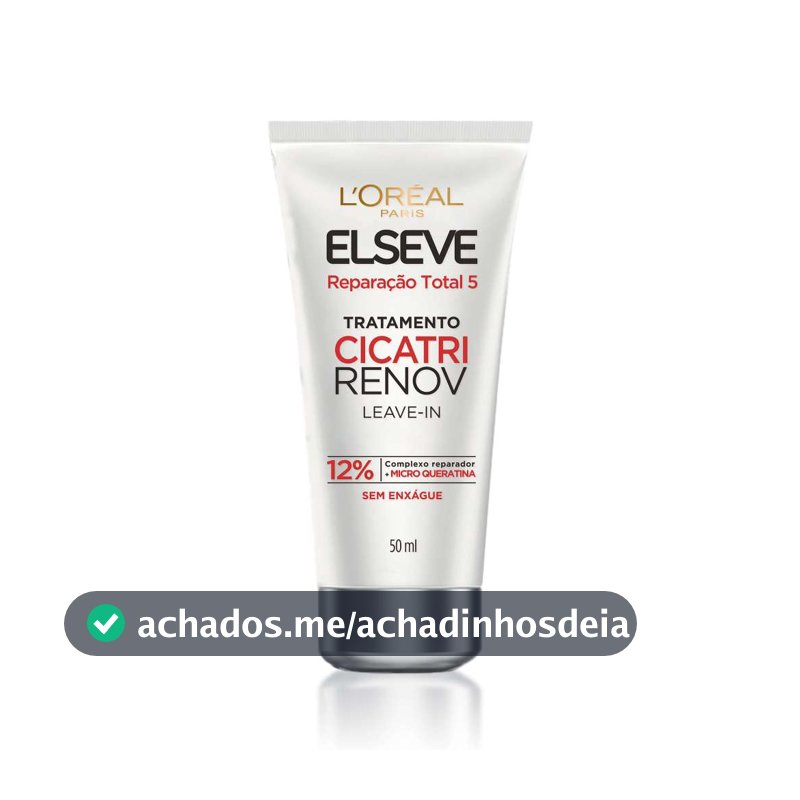 Leave-in de Tratamento com Reparação Imediata, Proteção Térmica, 10 em 1, L'Oréal Paris Elseve Cicatri Renov 50ml