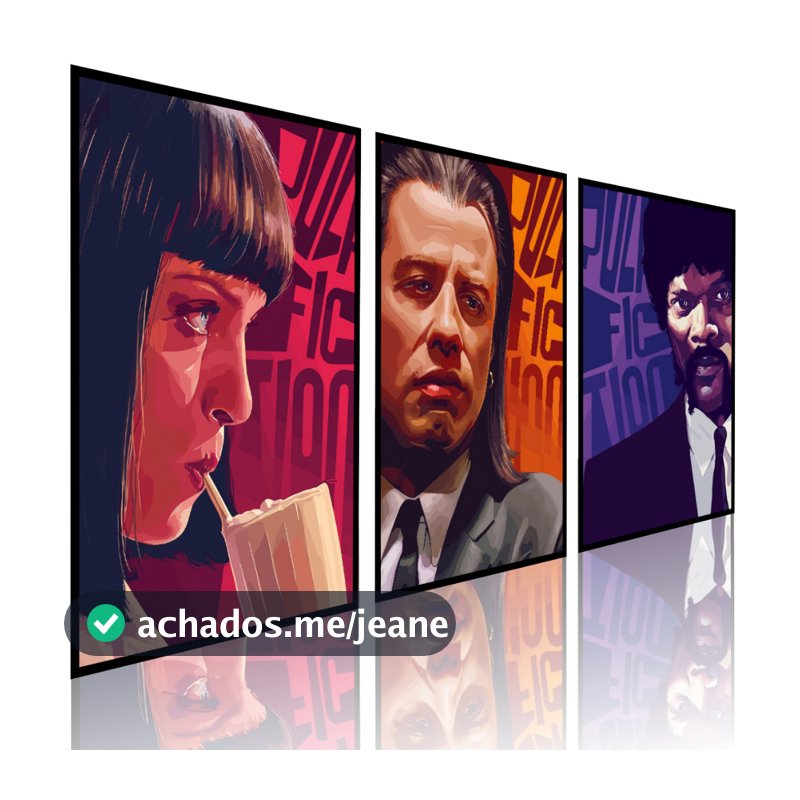 kit 3 Quadros Decorativos Pulp Fiction Arte Poster Minimalista