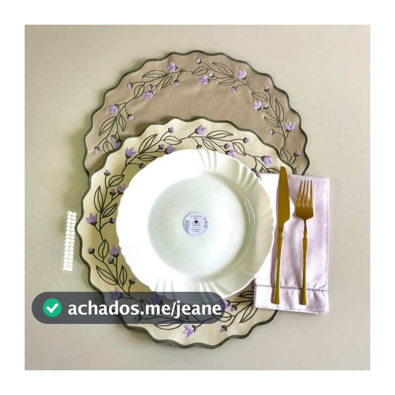 Kit 4,6,8,10 e 12 Jogo Americano Dupla Face Impermeável - Sousplat  - Mesa Posta - Florido