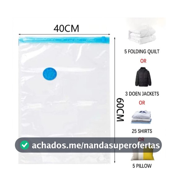 Kit Saco a Vácuo Organizador para Roupas, Edredom, Cama, Viagem Mala e Guarda Roupa Casa