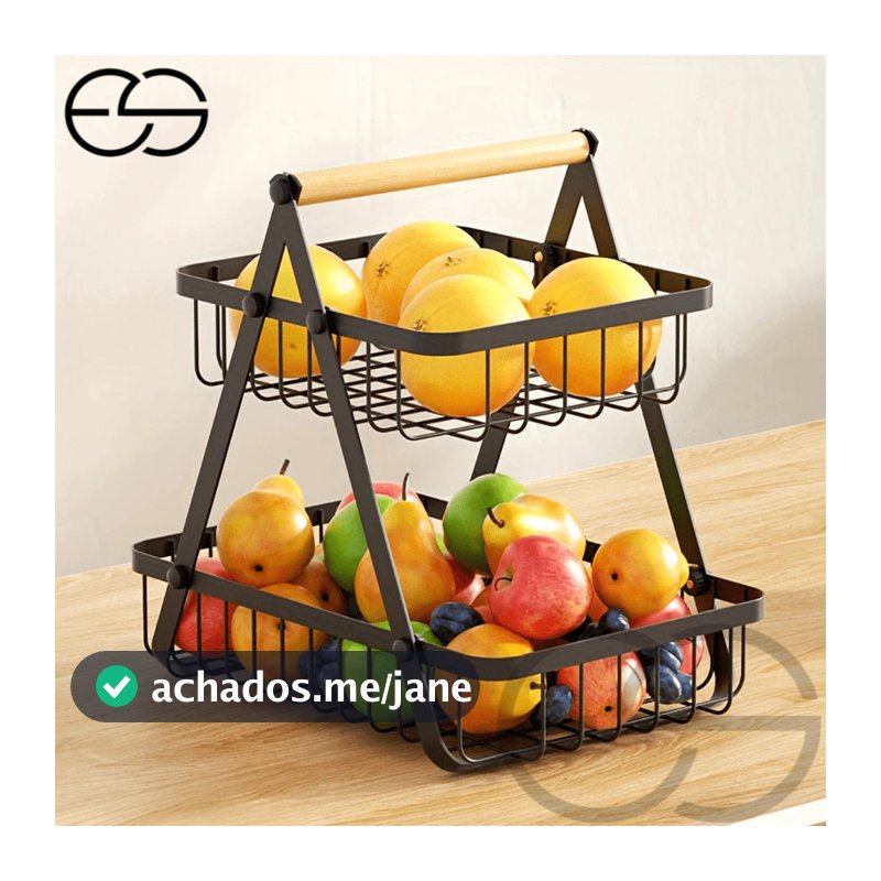 Fruteira de Mesa ou Cesto Multiuso Cesta de metal portátil Organizador para Casa Cozinha Escritório ES