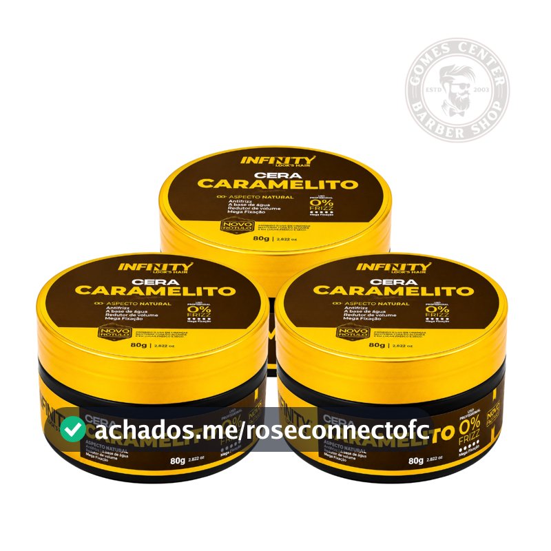 Kit 1x à 3x Pomadas Cera Caramelito 80g Infinity Classe A - Antifrizz Penteados Modela Alta Fixação Hidrata os Fios Fox