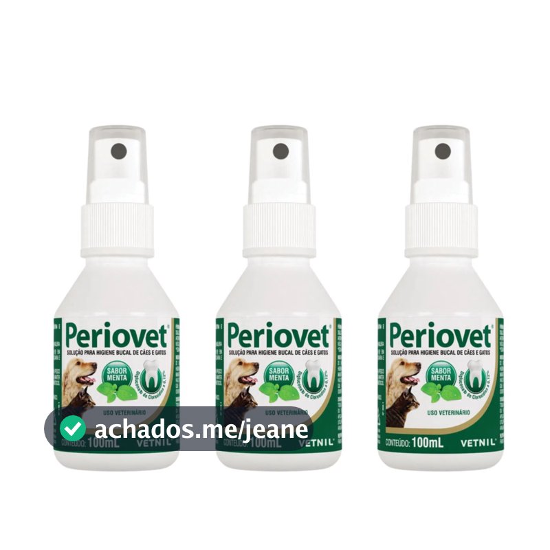 03 Periovet Spray 100ml- Vetnil - Tratamento Tartaro Bucal