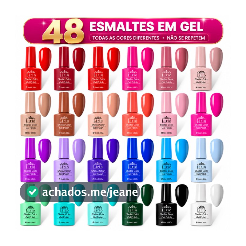 Kit 48 Esmaltes em Gel LED UV Coleção completa Lirio  para Unhas Manicure Zero HEMA TPO DMPT